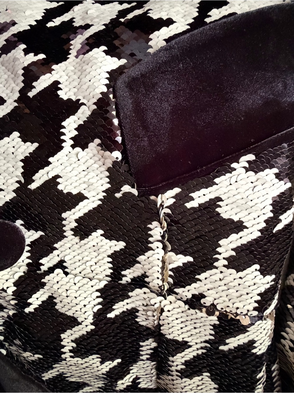 Jovani Black & White Sequined Houndstooth Blazer - Picture 9 of 10